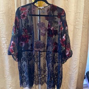 Lace and sheer kimono
